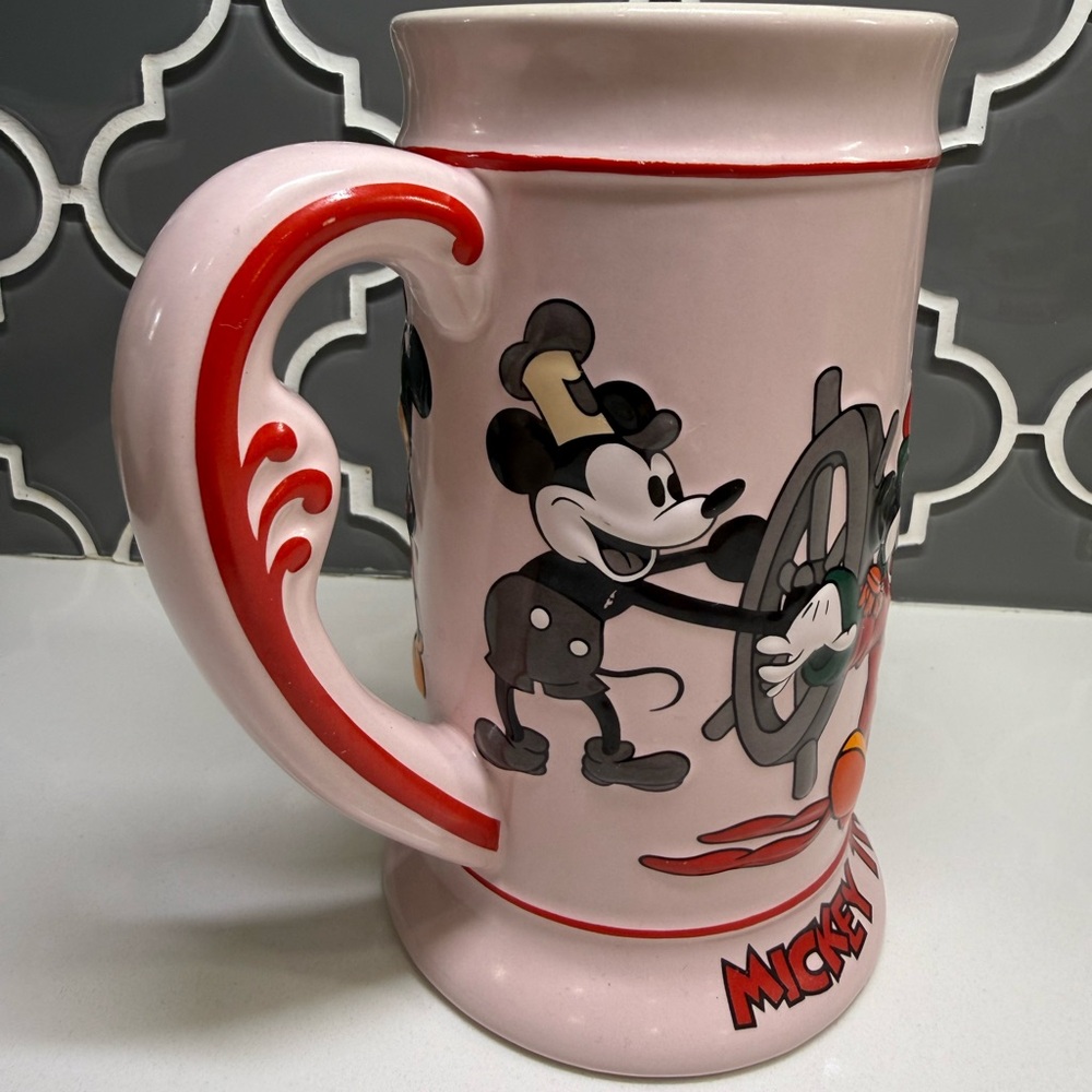Vintage Disney Steamboat Willie Pink and Red Mug/Stein